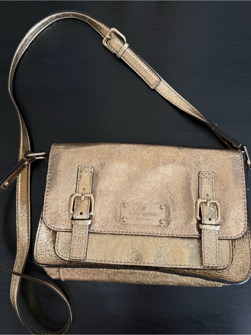 Kate Spade Gold Crossbody Satchel - Leather